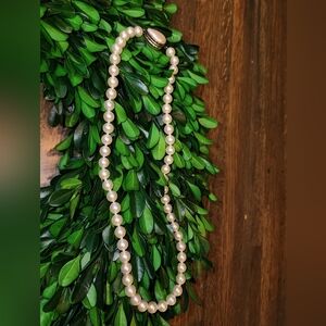 Majorica Vintage Pearl Necklace with Sterling Silver Clasp 18" in Length